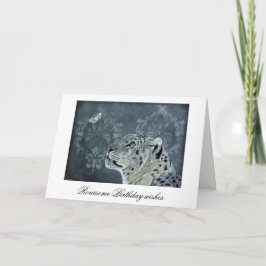 Sneeuwluipaard en Mot Verjaardagskaart Kaart