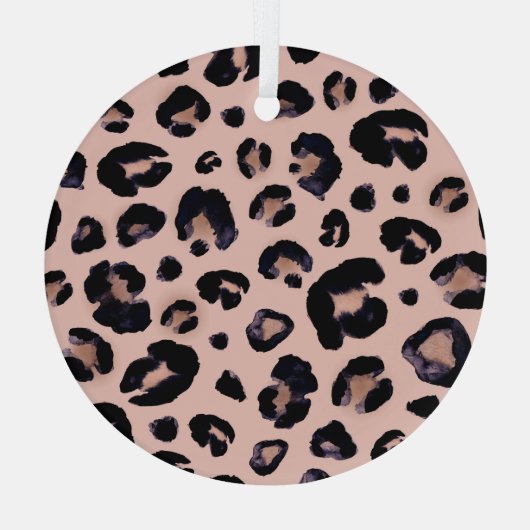 Sneeuwluipaard, hand getrokken textuur. glas ornament (Achterkant)