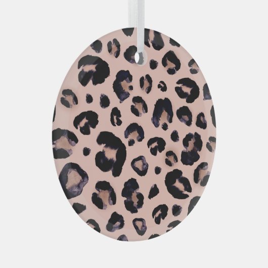 Sneeuwluipaard, hand getrokken textuur. glas ornament (Voorkant Rechts)