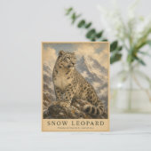 Sneeuwluipaard Himalaya VINTAGE Briefkaart (Staand voorkant)