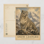 Sneeuwluipaard Himalaya VINTAGE Briefkaart (Voorkant / Achterkant)