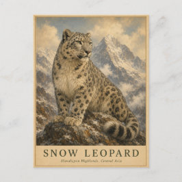 Sneeuwluipaard Himalaya VINTAGE Briefkaart