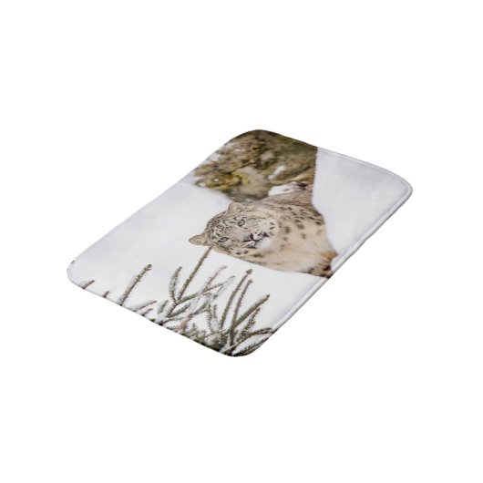 Sneeuwluipaard in de sneeuw badmat (Gekanteld)