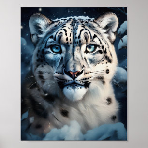 Sneeuwluipaard in de sneeuw poster