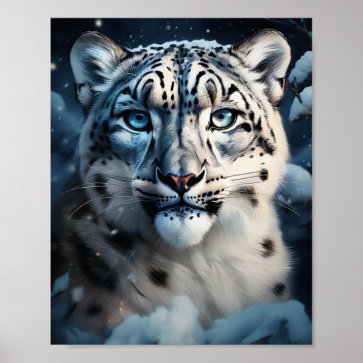 Sneeuwluipaard in de sneeuw poster (Voorkant)