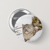 Sneeuwluipaard in de sneeuw ronde button 5,7 cm (Voorkant /achterkant)
