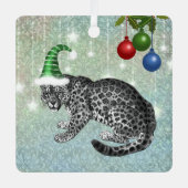 Sneeuwluipaard in het Pet Gnome met siervoorwerpen Metalen Ornament (Voorkant)