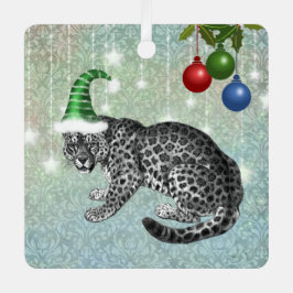 Sneeuwluipaard in het Pet Gnome met siervoorwerpen Metalen Ornament