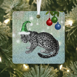 Sneeuwluipaard in het Pet Gnome met siervoorwerpen Metalen Ornament