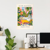 Sneeuwluipaard Matisse-kunstprint roze badkamer Poster (Thuiskantoor)