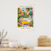Sneeuwluipaard Matisse-kunstprint roze badkamer Poster (Keuken)