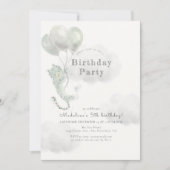 Sneeuwluipaard met ballonnen grijze verjaardag kaart (Voorkant)