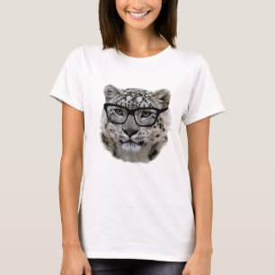 Sneeuwluipaard met bril. t-shirt