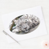 Sneeuwluipaard - mooi! ovale sticker (Envelop)