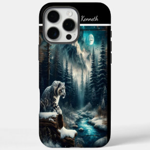 Sneeuwluipaard onder de maan iPhone 16 pro max hoesje
