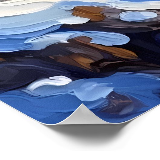 Sneeuwluipaard op een berg poster (Hoek)