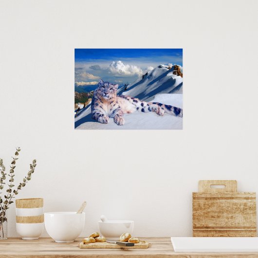 Sneeuwluipaard op het dak van het wereldarchief poster (Keuken)