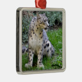 Sneeuwluipaard op het gras metalen ornament (Rechts)