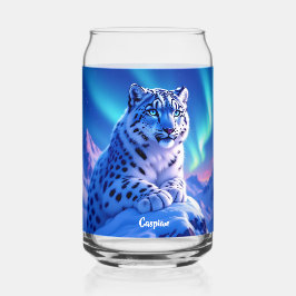 Sneeuwluipaard op Mountain Rock Blikvorm Glas