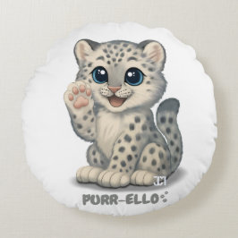 Sneeuwluipaard - Purr-ello Rond Kussen