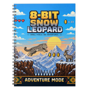 Sneeuwluipaard, Retro 8-Bit Pixelkunst Notitieboek