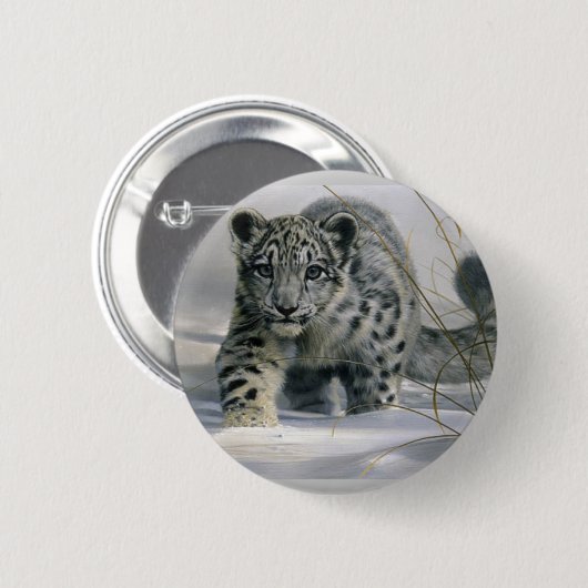 Sneeuwluipaard Ronde Button 5,7 Cm (Voorkant /achterkant)