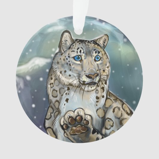 Sneeuwluipaard~sierlijk Ornament (voorkant)
