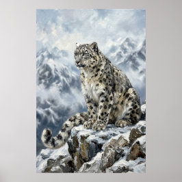 Sneeuwluipaard Totem Muurkunst – Fijne Kunst Wilde Poster