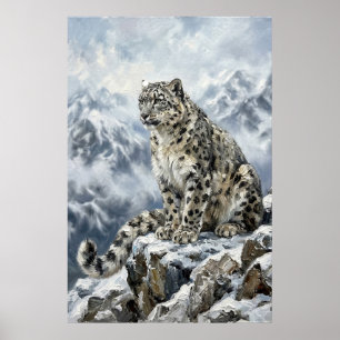 Sneeuwluipaard Totem Muurkunst – Fijne Kunst Wilde Poster