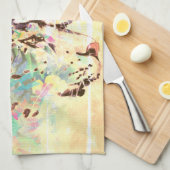 Sneeuwluipaard tropische bloemen Hawaïaanse pastel Theedoek (Quarter Fold)