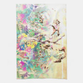 Sneeuwluipaard tropische bloemen Hawaïaanse pastel Theedoek (Verticaal)