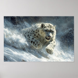 Sneeuwluipaard Wild Dier Natuurlijke Omgeving Poster