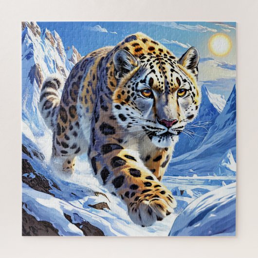 🧩 Sneeuwluipaard Wilde Dieren Kunstpuzzel Legpuzzel (Verticaal)