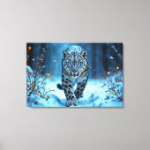 Sneeuwluipaard winter majestueuze blauwogige roofd canvas afdruk (Voorkant)