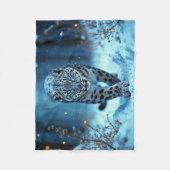 Sneeuwluipaard winter majestueuze blauwogige roofd fleece deken (Voorkant)