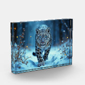 Sneeuwluipaard winter majestueuze blauwogige roofd fotoblokken (Links)