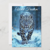 Sneeuwluipaard winter majestueuze blauwogige roofd kaart (Voorkant)