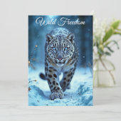 Sneeuwluipaard winter majestueuze blauwogige roofd kaart (Staand voorkant)