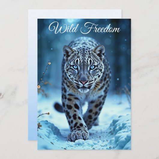 Sneeuwluipaard winter majestueuze blauwogige roofd kaart (Voorkant / Achterkant)