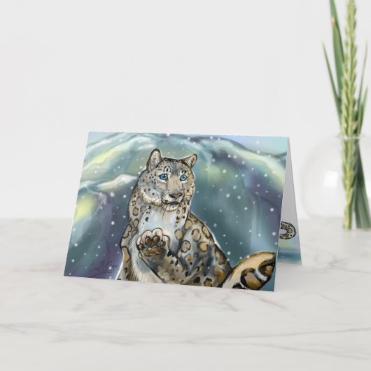 Sneeuwluipaard ~wintergroetkaarten feestdagen kaart (Voorkant)