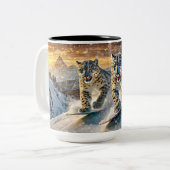 Sneeuwluipaarden Shredding Design van Rich AMeN Gi Tweekleurige Koffiemok (Voorkant links)