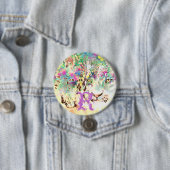 Sneeuwluipaarden tropische bloemen Hawaïaans dier Ronde Button 7,6 Cm (In situ)