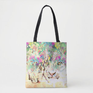 Sneeuwluipaarden tropische bloemen Hawaïaans dier Tote Bag