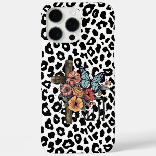 Sneeuwluipaardkruis, Bloemen en Vlinders iPhone 16 Pro Max Hoesje