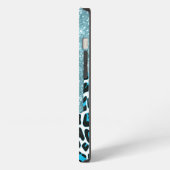 Sneeuwluipaardpatroon met glitters en monogram iPhone hoesje (Linkerkant)