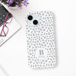 Sneeuwluipaardprint Monogram Gemoderniseerd iPhone 15 Case