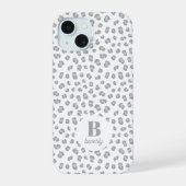 Sneeuwluipaardprint Monogram Gemoderniseerd iPhone 15 Case (Achterkant)