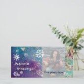 SNEEUWLVLokKEN, blauw,groen,wit,geel Feestdagenkaart (Staand voorkant)