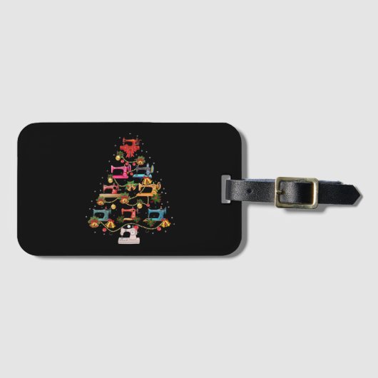 Sneeuwmachine met kerstboom bagagelabel (Voorkant (horizontaal))