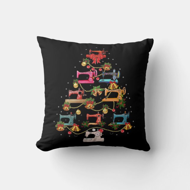 Sneeuwmachine met kerstboom kussen (Voorkant)